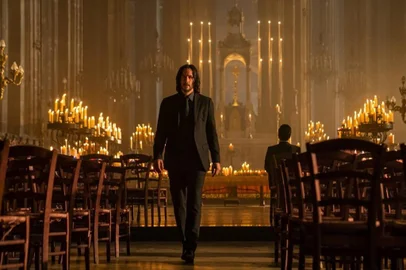 Keanu Reeves no filme John Wick Chapter 4, previsto para estrear em 2023.<!-- NICAID(15280845) -->