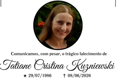 Funerária Santa Rita / Reprodução ALECRIM - Tatiane Cristina Kusniewski, 39, foi morta nesta madrugada. Companheiro foi preso<!-- NICAID(16301537) -->