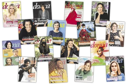 Arte de Jéssica Jank sobre reproduções de capas da Revista Donna de 2021<!-- NICAID(14978915) -->
