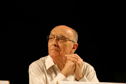JOSE SARAMAGO DURANTE PALESTRA NO AUDITORIO ARAUJO VIANA , DURANTE FORUM SOCIAL MUNDIAL<!-- NICAID(1643439) -->