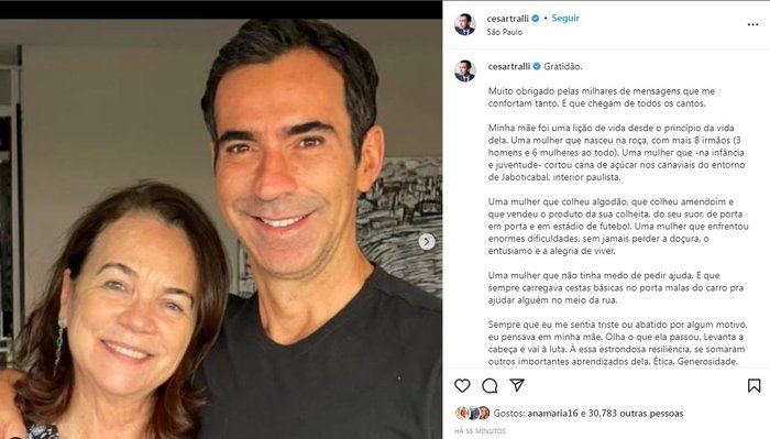 Reprodução / Instagram / @cesartralli