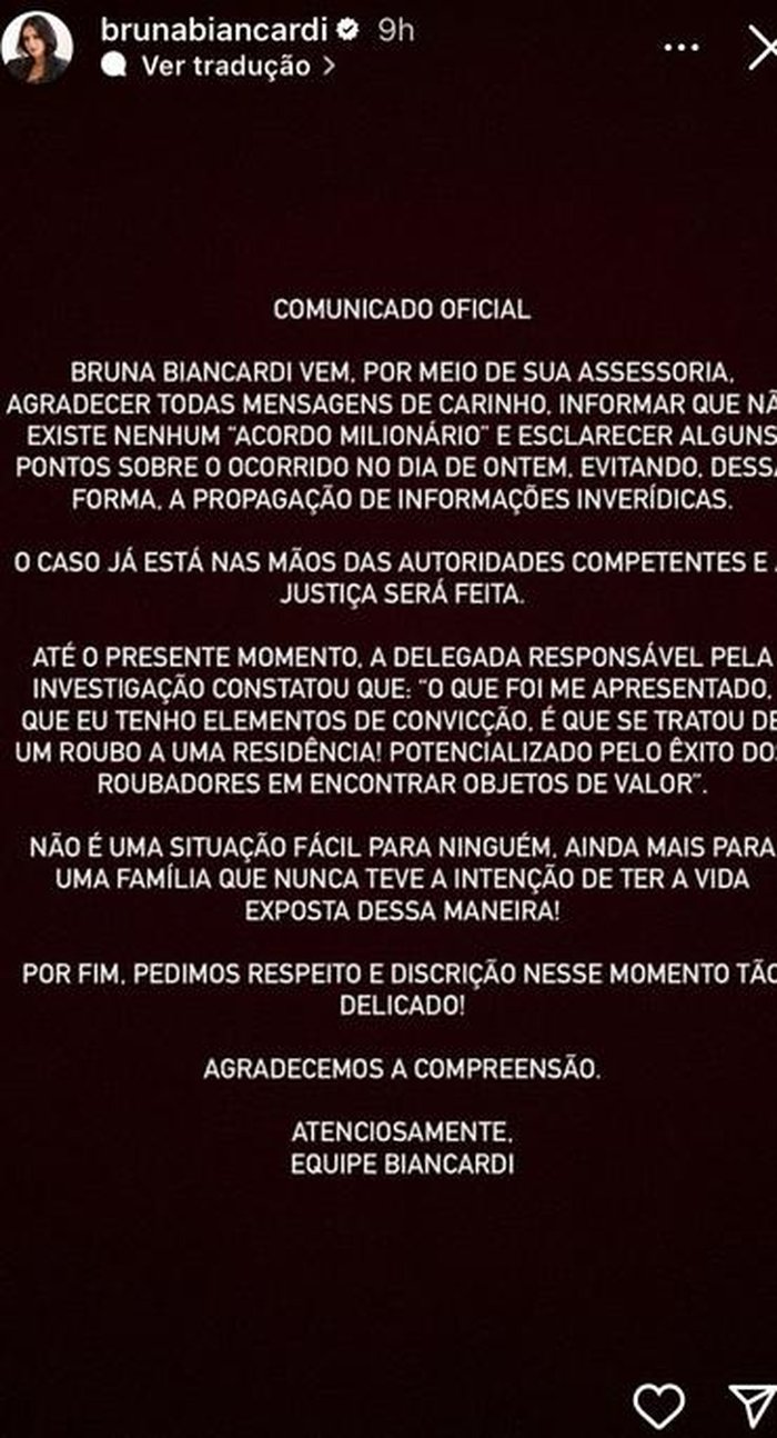 Instagram @brunabiancardi / Reprodução
