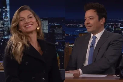 Gisele Bündchen e Jimmy Fallon<!-- NICAID(15713495) -->