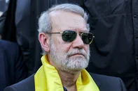 (FILES) Iran's security chief Ali Larijani attends a ceremony by the Lebanese Shiite movement Hezbollah marking the first anniversary of Israel's assassination of their longtime leader Hassan Nasrallah, in Beirut's southern suburbs on September 27, 2025. Israeli Defence Minister Israel Katz said on March 17, 2026, that Iran's powerful national security chief Ali Larijani was "eliminated last night", along with the commander of Tehran's Basij paramilitary force. (Photo by Anwar AMRO / AFP)<!-- NICAID(16246706) -->