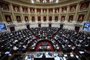 Lawmakers begin to debate the government's 'omnibus bill' of economic reforms at the Congress in Buenos Aires on January 31, 2024. The bill intends to introduce sweeping changes and deregulation to Argentina's economy. (Photo by Luis ROBAYO / AFP)<!-- NICAID(15667761) -->