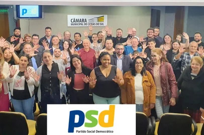 Ato de filiação ao PSD caxiense e divulgação de nominata de 28 pré-candidatos à Câmara de Vereadores. Foto: Cainan Sardelic / Divulgação<!-- NICAID(15576959) -->