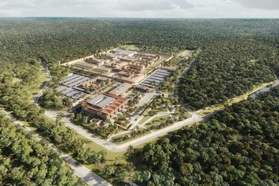 This handout computer generated image released on May 19, 2025 by the French Ministry of Justice shows the judicial complex gathering a courthouse, a prison, and other police and administrative buildings, planed to be built in Saint-Laurent-du-Maroni, French Guiana. On May 17, 2025, French Justice minister announced that a 500-place high-security prison would be opened by 2028 in Saint-Laurent-du-Maroni, in the heart of the Guiana jungle, to house prisoners serving the longest sentences for drug trafficking as well as radicalised inmates. (Photo by Handout / MINISTERE DE LA JUSTICE / AFP) / RESTRICTED TO EDITORIAL USE - MANDATORY CREDIT "AFP PHOTO /  MINISTERE DE LA JUSTICE" - HANDOUT - NO MARKETING NO ADVERTISING CAMPAIGNS - DISTRIBUTED AS A SERVICE TO CLIENTSEditoria: POLLocal: Saint-Laurent du MaroniIndexador: HANDOUTSecao: governmentFonte: MINISTERE DE LA JUSTICEFotógrafo: Handout<!-- NICAID(16041487) -->