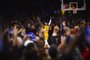 LOS ANGELES, CA - FEBRUARY 7: LeBron James #6 of the Los Angeles Lakers celebrates after breaking Kareem Abdul-Jabbars all time scoring record of 38,387 points during the game against the Oklahoma City Thunder on February 7, 2023 at Crypto.Com Arena in Los Angeles, California. NOTE TO USER: User expressly acknowledges and agrees that, by downloading and/or using this Photograph, user is consenting to the terms and conditions of the Getty Images License Agreement. Mandatory Copyright Notice: Copyright 2023 NBAE   Zach Beeker/NBAE via Getty Images/AFP (Photo by Zach Beeker / NBAE / Getty Images / Getty Images via AFP)<!-- NICAID(15343034) -->