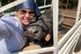 Resgate de búfalos. Fotos: Ascribu/DivulgaçãoNa foto a veterinária Desireé Mölle com búfala resgatada.<!-- NICAID(15764276) -->