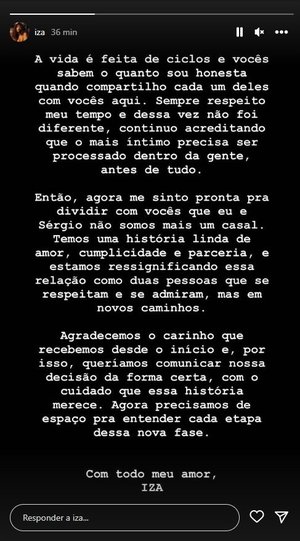 Reprodução / Stories/Instagram @iza