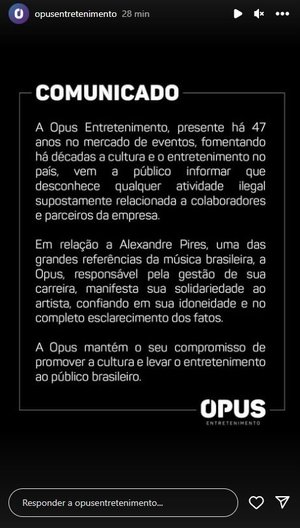 Instagram@opusentretenimento / Reprodução