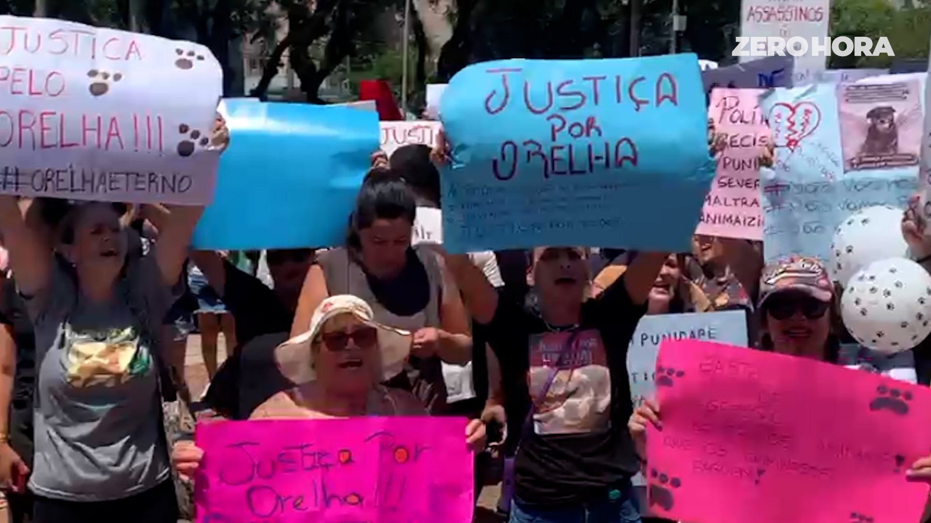Manifestantes protestam em Porto Alegre pedindo justi&ccedil;a para o c&atilde;o Orelha