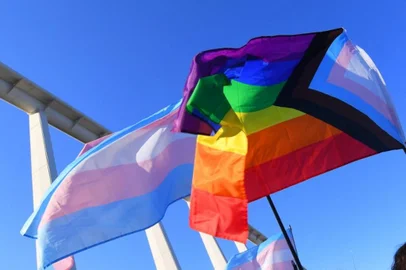People take part in a pride march demonstration marking the International LGBT+ Pride Day Pride Day on June 28, 2021 in Valencia . (Photo by Jose Jordan / AFP)<!-- NICAID(14828847) -->