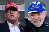 Montagem de Trump e Lula<!-- NICAID(16080084) -->
