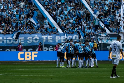 04.05.2025, PORTO ALEGRE, RS, Brasil: Pré-jogo Grêmio x Santos, sétima rodada do Brasileirão 2025. Fotos: Duda Fortes/Agencia RBSIndexador: Andre Avila<!-- NICAID(16029594) -->
