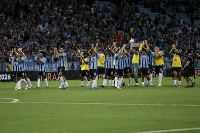 PORTO ALEGRE, RS, BRASIL, 01-03-2026: GreNal 450. Grêmio e Internacional se enfrentam na Arena pela jogo do ida da final do Gauchão de Futebol 2026. Fotos: Duda Fortes/Agencia RBSIndexador: Andre Avila<!-- NICAID(16236071) -->