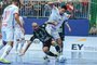 Lance do jogo entre Marreco Futsal e Atlântico de Erechim pela Liga Nacional de Futsal 2023.