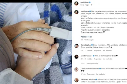 Filha de Bebeto Alves, Mel Lisboa presta homenagem ao pai: "Te amo para sempre"<!-- NICAID(15258077) -->