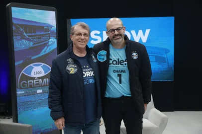 André Ávila / Agencia RBS PORTO ALEGRE, RS, BRASIL, 07-11-2025: Paulo Caleffi e Odorico Roman Show dos Esportes, da rádio Gaúcha, nos estúdios da RBS. (Foto: André Ávila/Agência RBS)<!-- NICAID(16163434) -->