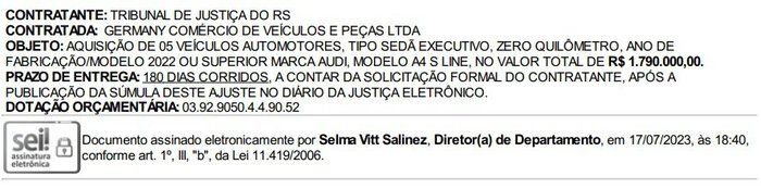 Reprodução / Diário da Justiça