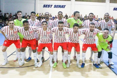 Time da Sercesa de Carazinho em 2023 na Copa dos Campeões de futsal da FGFS.<!-- NICAID(15379206) -->