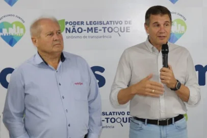 NÃO-ME-TOQUE, RS, BRASIL, 13-03-2025, 10h00: Presidente da Cotrijal, Nei Manica, e secretário de Desenvolvimento Econômico, Ernani Polo, em evento da prefeitura de Não-Me-Toque. (Foto: Prefeitura de Não-Me-Toque/Divulgação)<!-- NICAID(15996064) -->