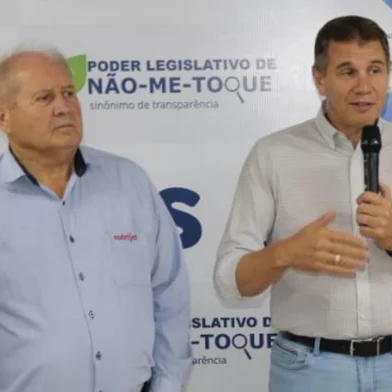 NÃO-ME-TOQUE, RS, BRASIL, 13-03-2025, 10h00: Presidente da Cotrijal, Nei Manica, e secretário de Desenvolvimento Econômico, Ernani Polo, em evento da prefeitura de Não-Me-Toque. (Foto: Prefeitura de Não-Me-Toque/Divulgação)<!-- NICAID(15996064) -->