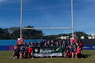 PORTO ALEGRE, RS, BRASIL, 05-07-2025: Equipe de rugby feminino do Charrua, de Porto Alegre. Foto: Júlia Grave/Charrua/Divulgação<!-- NICAID(16089462) -->