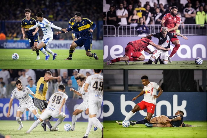 Colagem sobre fotos / Gustavo Aleixo/Cruzeiro | Matheus Lima/Vasco | Raul Baretta/Santos | Ari Ferreira/Bragantino