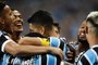 BRASIL, RS, PORTO ALEGRE. 03/12/2023. Grêmio recebe o Vasco em partida válida pelo Campeonato Brasileiro 2023.N foto, comemoração do gol de Suárez, fazendo 1 a 0 para o Grêmio. (Foto: Anselmo Cunha/Agência RBS)<!-- NICAID(15615478) -->