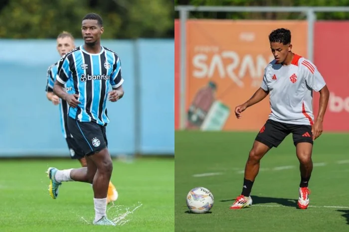 Montagem sobre fotos de Renan Jardim e Ricardo Duarte / Colagem de fotos / Renan Jardim/ Grêmio e Ricardo Duarte / Inter Montagem sobre fotos de Renan Jardim e Ricardo Duarte / Colagem de fotos / Renan Jardim/ Grêmio e Ricardo Duarte / Inter