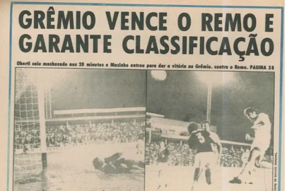 Zero Hora / Reprodução Zero Hora de 23 de novembro de 1972, quando o Grêmio venceu o Remo.