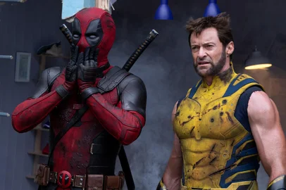 (L-R): Ryan Reynolds as Deadpool/Wade Wilson and Hugh Jackman as Wolverine/Logan in 20th Century Studios/Marvel Studios' DEADPOOL & WOLVERINE. Photo by Jay Maidment. Â© 2024 20th Century Studios / Â© and â¢ 2024 MARVEL.<!-- NICAID(15815553) -->