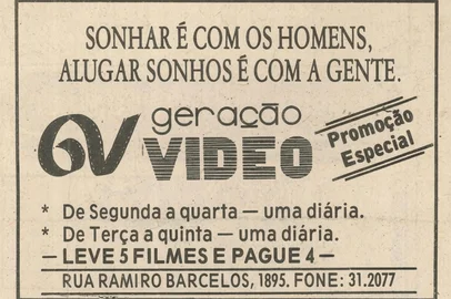 Zero Hora / Reprodução Propaganda publicada em Zero Hora em 29 de agosto de 1986.<!-- NICAID(16363968) -->