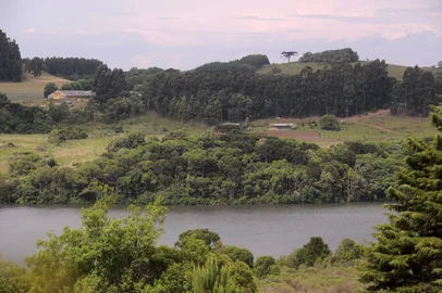 Marcelo Casagrande / Agencia RBS CAXIAS DO SUL, RS, BRASIL, 12/12/2018 - Reportagem do Pioneiro verifica como estão as áreas preservadas pelo Samae como forma de compensar o impacto ambiental das obras da barragem do Marrecas. NA FOTO: lago do Marrecas, com faixa de 100 metros de Área de Preservação Permanente no entorno e áreas de compensação ambiental. (Marcelo Casagrande/Agência RBS)<!-- NICAID(13873189) -->