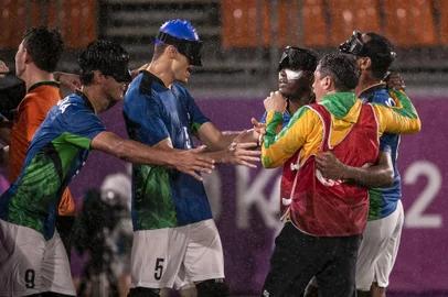 02.09.21 - JEFINHO COMEMORA GOL - Semi-final Brasil x Marrocos no Aomi Urban Sports Park, Jogos ParalÃ­mpicos Tokyo 2020. Foto: Ale Cabral/CPB. @alecabral_aleIndexador: ALE CABRAL/CPB<!-- NICAID(14879102) -->