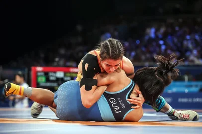 2024.08.08 - Jogos Olímpicos Paris 2024 - Wrestling - Giullia Penalber (até 57kg) vence Rckaela Aquino, de Guam, nas oitavas-de-final da luta livre - Foto: Gaspar Nóbrega/COB<!-- NICAID(15835582) -->