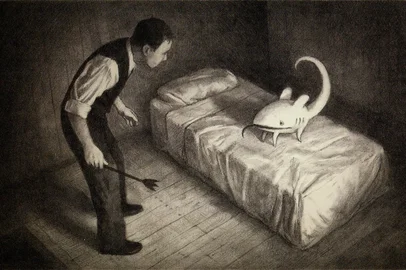 Ilustração da obra "A Chegada", de Shaun Tan.Shaun Tan é um renomado artista, escritor e cineasta australiano, nascido em 1974. Ele é amplamente reconhecido por seus livros ilustrados, que abordam temas complexos e muitas vezes melancólicos de forma poética e visualmente impactante.<!-- NICAID(16064464) -->