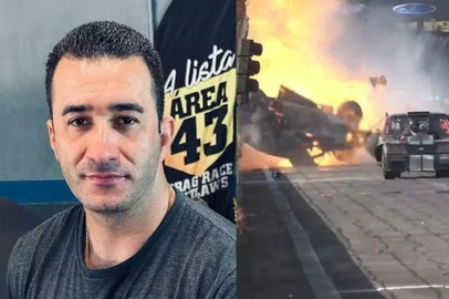 Redes Socias/Armagedon / Reprodução VÍDEO: Piloto paranaense sofre grave acidente durante prova de arrancada no RS e sai andando de carro: 'Estou 100%'