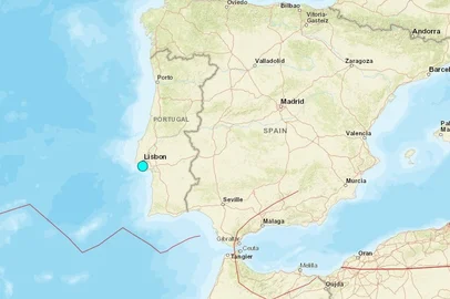 Local do terremoto que atingiu Portugal nesta segunda-feira (17/2/2025)
