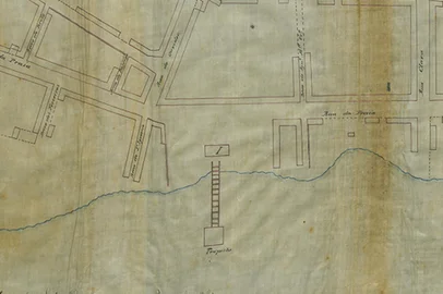 Cópia de 1884 do mapa de Porto Alegre feito em 1820 por Joze Pedro Cezar<!-- NICAID(15716280) -->