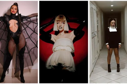 Halloween dos famosos. Fantasias de Gleice, Vitória Strada e Larissa Manoela.<!-- NICAID(14928971) -->