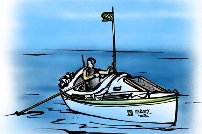 Ilustração de Fábio Panone Lopes para a crônica "Na vida e no mar, a única saída é não ter medo de enfrentar o imprevisível"<!-- NICAID(15818789) -->