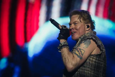 Fotos da turnê do Guns 'N' Roses no Brasil. Na foto, Axl Rose.<!-- NICAID(15215482) -->