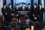 Korean band BTS appears at the daily press briefing in the Brady Press Briefing of the White House in Washington, DC, May 31, 2022, as they visit to discuss Asian inclusion and representation, and addressing anti-Asian hate crimes and discrimination. (Photo by SAUL LOEB / AFP)<!-- NICAID(15111946) -->