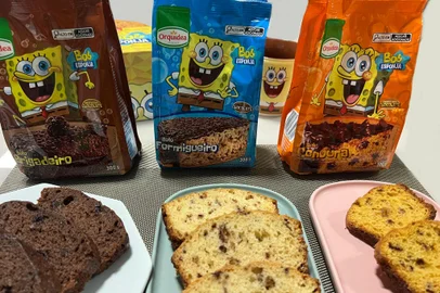 Orquídea lança mistura para bolo com embalagem do Bob Esponja. <!-- NICAID(15728715) -->
