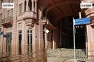Comparação de imagens mostram Casa de Cultura sob enchente e depois da água baixar.<!-- NICAID(15779082) -->