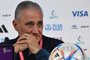 Brazil's coach Tite gives a press conference at the Qatar National Convention Center (QNCC) in Doha on December 8, 2022, on the eve of the Qatar 2022 World Cup quarter final football match between Brazil and Croatia. (Photo by NELSON ALMEIDA / AFP)Editoria: SPOLocal: DohaIndexador: NELSON ALMEIDASecao: soccerFonte: AFPFotógrafo: STF<!-- NICAID(15289121) -->