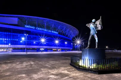 Arena do Grêmio inaugurou novo sistema de iluminação. Foto: du.drone/Instagram/Divulgação<!-- NICAID(16124421) -->