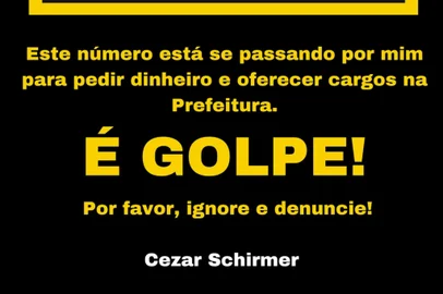 Cezar Schirmer diz que telefone foi clonado<!-- NICAID(15933506) -->
